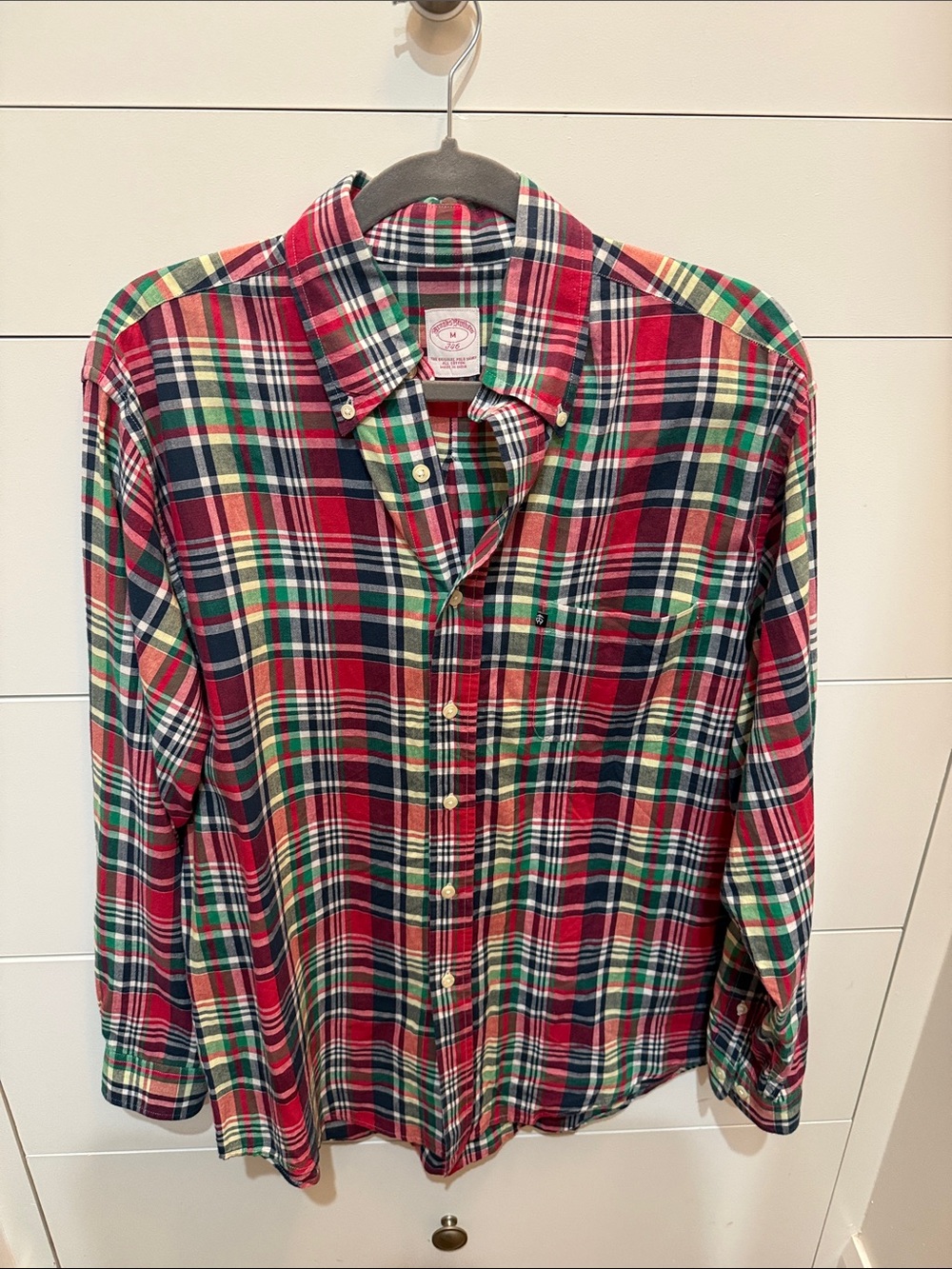 Brooks Brothers Red, Green & Navy Plaid Button-Down Shirt